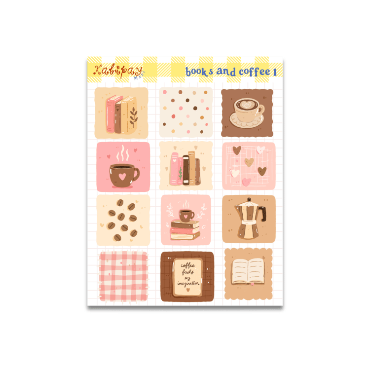 Books and Coffee Patch 1 Sticker Sheet