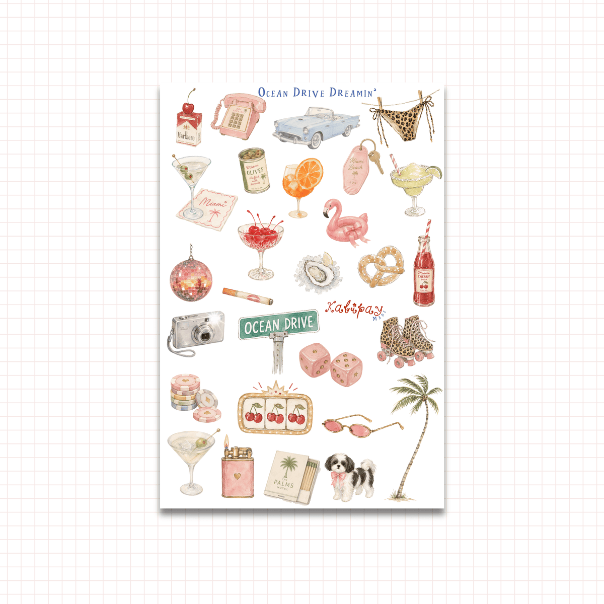 Ocean Drive Dreamin' Sticker Sheet