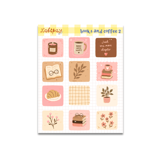 Books and Coffee Patch 2 Sticker Sheet