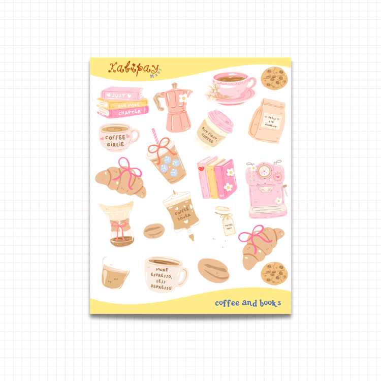 Coffee and Books Clear Sticker Sheet