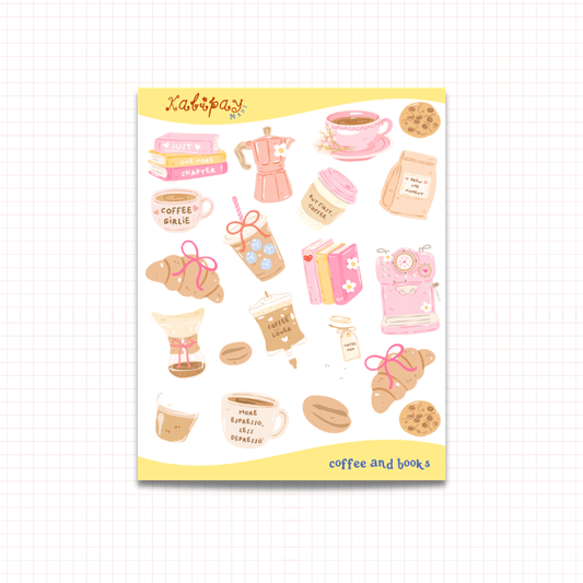 Coffee and Books Clear Sticker Sheet