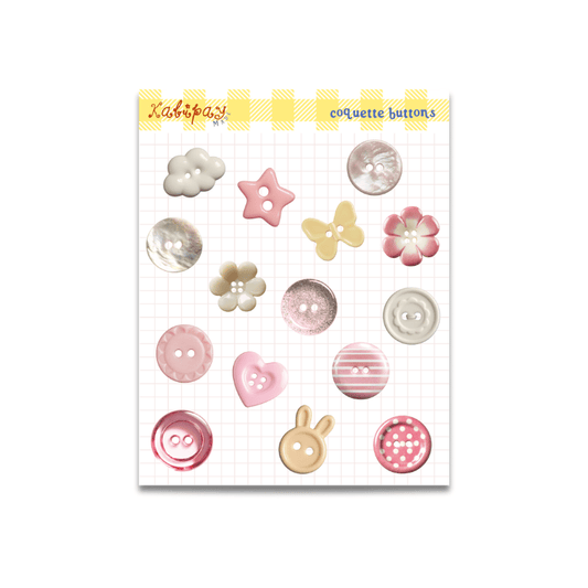 Coquette Buttons Sticker Sheet