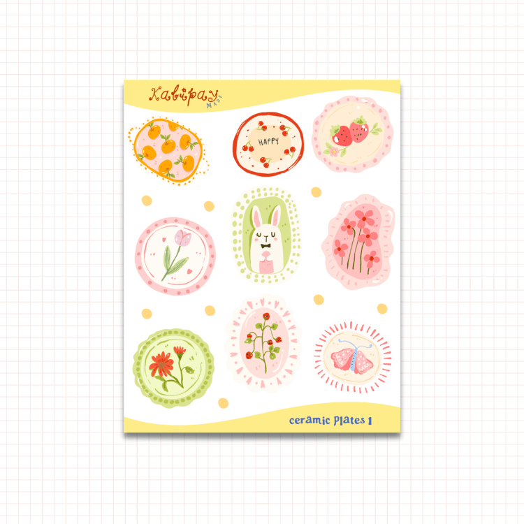Cute Ceramic Plates 1 Clear Sticker Sheet