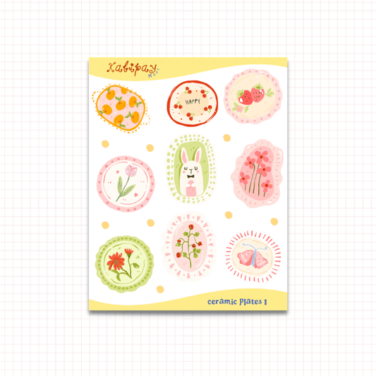 Cute Ceramic Plates 1 Clear Sticker Sheet