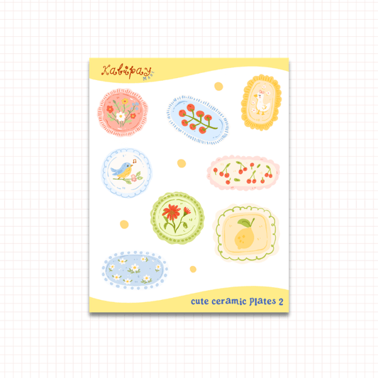 Cute Ceramic Plates 2 Clear Sticker Sheet