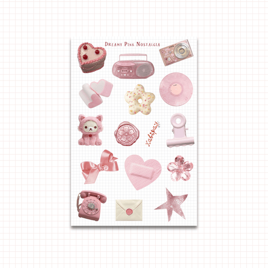 Dreamy Pink Nostalgia Sticker Sheet
