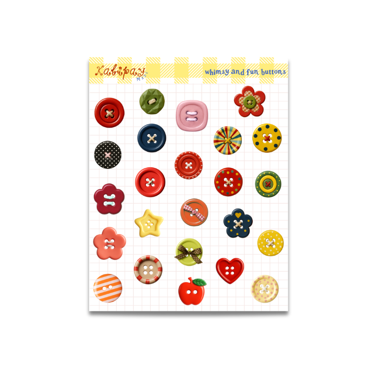 Whimsy and Fun Buttons Sticker Sheet
